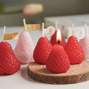 Strawberry Candle 6pieces Pink and Red Aromatherapy Romantic Small 3cm x…